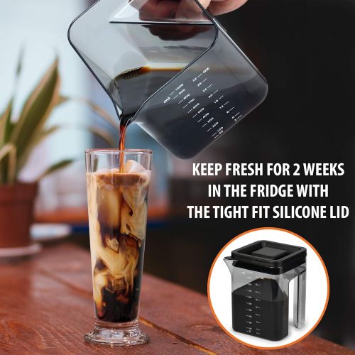  Urban Trend Cold Brew Iced Coffee Maker Brews 12 servings of Rich Coffee Concentrate for Hot or Cold Refreshment