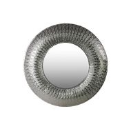 Urban Trends Metal Round Wall Mirror Lattice Frame Metallic, Silver