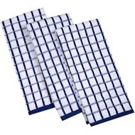 Urban Villa Terry Kitchen Towels, Premium Quality, 100% Cotton, Ultra Soft (Size: 20X30 Inch), Blue/White Highly Absorbent Over Sized Kitchen Towels with Hanging Loop- (Set of 3)