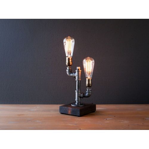  UrbanIndustrialCraft Edison lampRustic decorUnique Table lampIndustrial lightingSteampunk lighthousewarminggift for menbedside pipe lampdesk accessories