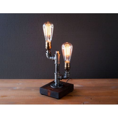  UrbanIndustrialCraft Edison lampRustic decorUnique Table lampIndustrial lightingSteampunk lighthousewarminggift for menbedside pipe lampdesk accessories