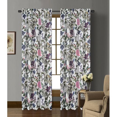  Urbanest 54-inch by 96-inch Set of 2 Faux Linen Sheer Woodland Drapery Curtain Panels with Grommets