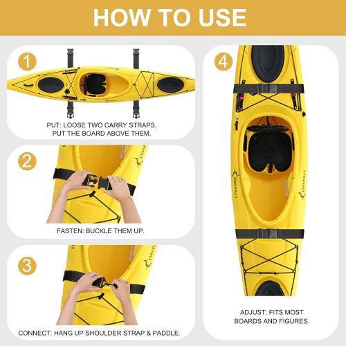  Paddle Board Carry Strap Kayak Carrier - URCHABRI Universal Adjustable SUP Slings with Built-in Paddle Loop - with Drawstring Backpack for Beach Accessories