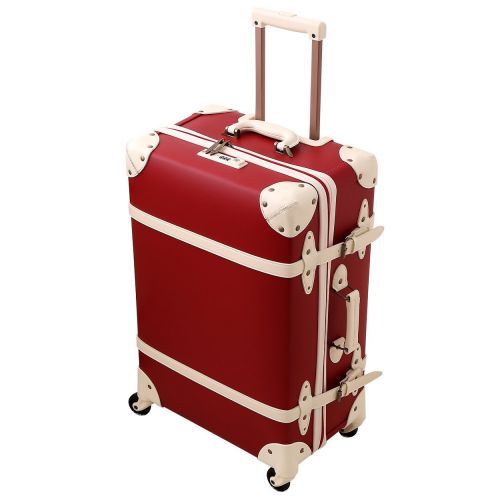  Urecity Student Suitcase PU Leather Trolley Case with Universal Wheel TSA Lock Red 26