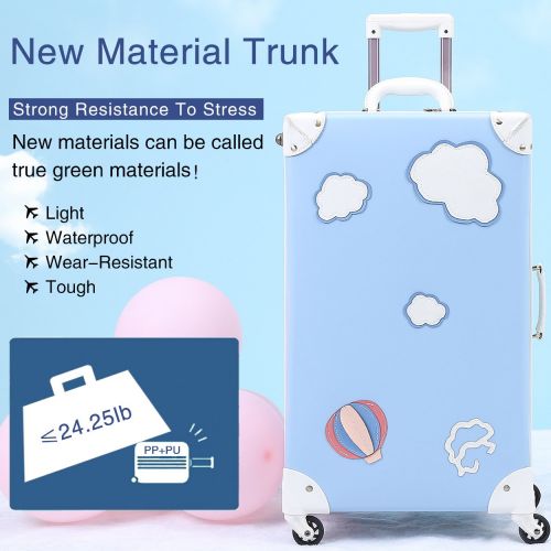  Urecity Vacation Suitcase Cartoon Trolley Case for Student Fashion and Cute With TSA Lock 24