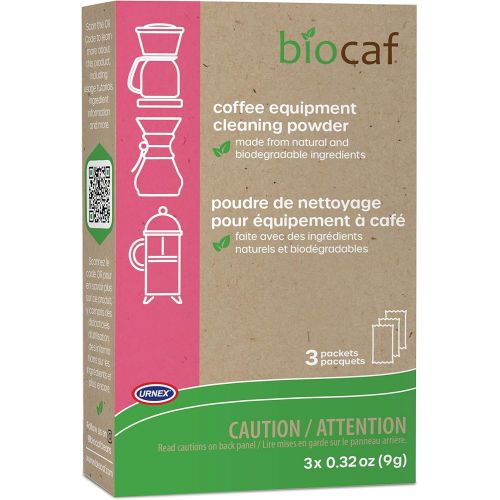  Urnex Biocaf Coffee Machine Cleaning Powder, 3 Packets, Pink