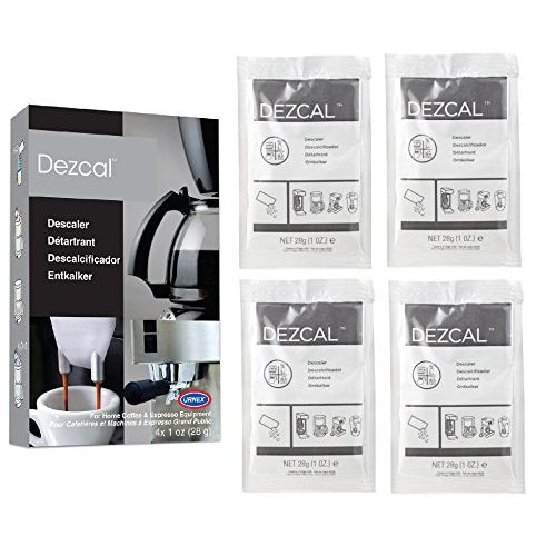  Urnex Dezcal Coffee and Espresso Descaler and Cleaner - 4 Uses - Activated Scale Remover Use with Home Coffee Brewers Espresso Machine Pod Machine Capsule Machine Kettles Garmet St