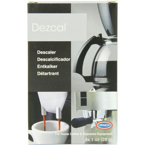  Urnex Dezcal Coffee and Espresso Descaler and Cleaner - 4 Uses - Activated Scale Remover Use with Home Coffee Brewers Espresso Machine Pod Machine Capsule Machine Kettles Garmet St