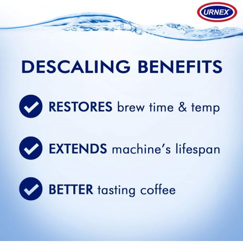  Urnex Dezcal Coffee and Espresso Machine Descaler Activated Scale Remover - 900g Bottle - Fast Effective Descaling Of Boilers and Heating Elements Faucets Spray Heads Milk Systems