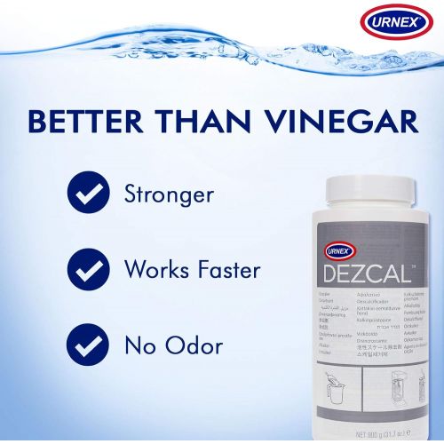  Urnex Dezcal Coffee and Espresso Machine Descaler Activated Scale Remover - 900g Bottle - Fast Effective Descaling Of Boilers and Heating Elements Faucets Spray Heads Milk Systems
