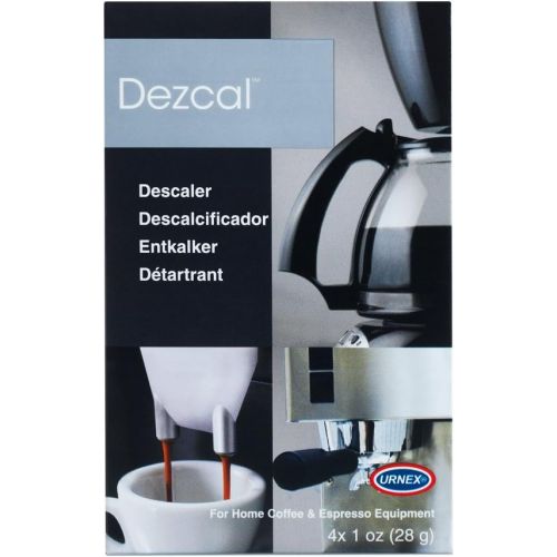  Urnex Dezcal Coffee and Espresso Descaler and Cleaner - 4 Uses - Activated Scale Remover Use with Home Coffee Brewers Espresso Machine Pod Machine Capsule Machine Kettles Garmet St