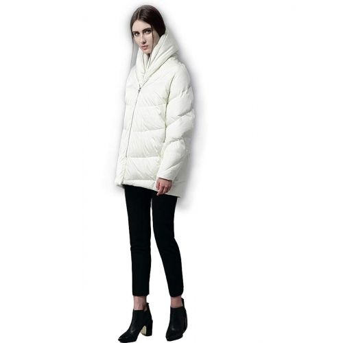  Ursfashion Winter Womens Down Coat Cocoon Coat Hoodie Long Fashion White Duck Down Filler