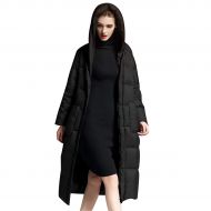 Ursfashion Big Size Winter Womens Down Long Coat with Hoodie Fashion Design 90 White Duck Down