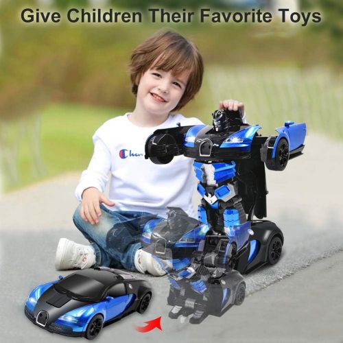  [아마존베스트]Ursulan RC Cars Robot for Kids Remote Control Car Transformrobot Toys for Boys Girls Age of 6,7,8-16 Year Old Gifts One Button Transforms into Robot with LED Light Intelligent Vehi