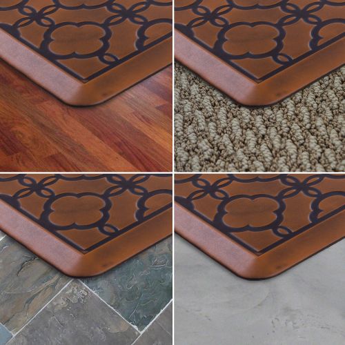  Urvigor Anti Fatigue Comfort Mats Kitchen Floor Mats Standing Mat for Standup Desks, Kitchens, and Garages, Antique Light Flower Pattern (20x32x3/4-Inch, Antique)