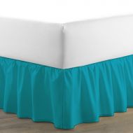 Us Bedding US Bedding Egyptian Cotton 300 Thread Count 1 PC Tailored Single Ruffled/Dust Ruffle Bed Skirt (Turquoise Blue, King XL, Drop Length 17 Inches)