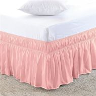 Us Bedding US Bedding Easy Fit Elastic Wrap Around Ruffled Bed Skirt Egyptian Cotton 300 Thread Count(Peach, Queen, Drop Length 13 Inches)