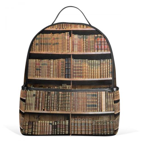  Use4 Retro Bookshelf Library Polyester Backpack School Travel Bag