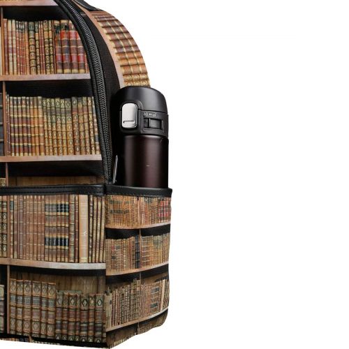  Use4 Retro Bookshelf Library Polyester Backpack School Travel Bag