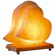 Useful Innovation Himalayan Salt Lamp Hand Carved Himilian Pink Light Romantic Double Heart Crystal Rock on Neem Wood Base UL - Approved Cord with Dimmer Switch Brightness Control Enjoy this Eco Fri