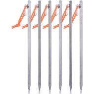 usharedo 6 Pieces Titanium Tent Pegs Camp Metal Stakes Pegs Outdoor Camping Awning Stakes Heavy Duty Tent Nails Long and Durable Tent Pegs for Hard Gound Ti1564B
