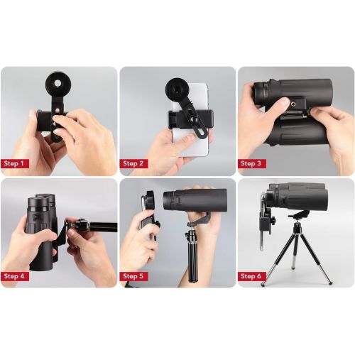  [아마존 핫딜]  [아마존핫딜]Usogood 12X50 Binoculars for Adults with Tripod, Waterproof Compact Binoculars for Bird Watching, Hiking, Traveling, Hunting and Sports Events, Smart Phone Adaptor for Photography