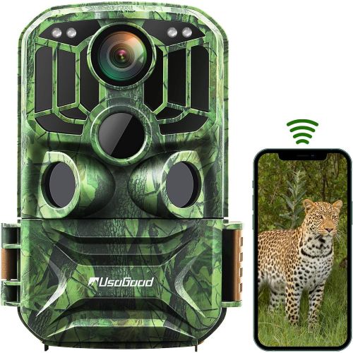  [아마존베스트]usogood Trail Camera WiFi 24MP 1296P Game Cameras with No Glow Infrared Night Vision Motion Activated Hunting Cam, 2.0” LCD IP66 Waterproof for Outdoor Wildlife Monitoring