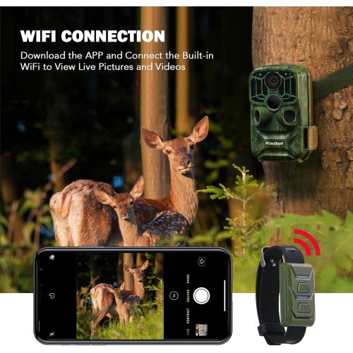  [아마존베스트]usogood Wlan Wildlife Camera 24MP 1296P with Infrared Night Vision, Wildlife Camera, WiFi Motion Sensor, Mobile Phone Transmission, Wild Hunting Camera with Timer, Time Lapse, 120°