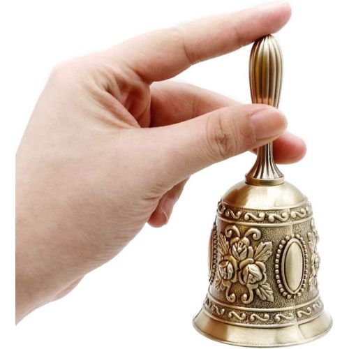  Hand Bell, Uspacific Metal Held Dinner Bell Brass Jingle Call Bell forSchool Church Adults Classroom Wedding Decorative (2pattern)