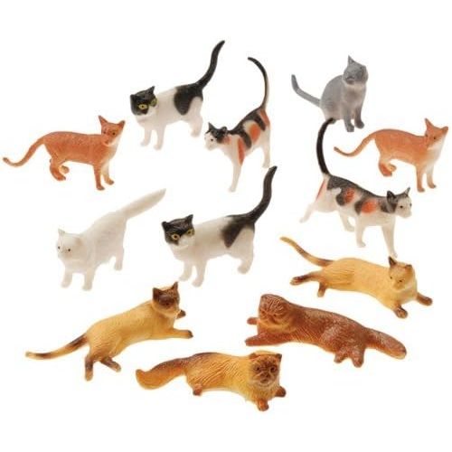  Ust Plastic Cat Figures 24 Count - 2 Assorted Styles - 2 Packs of 12 Each