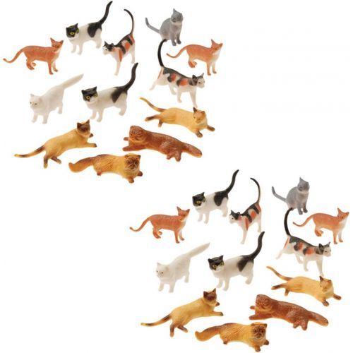  Ust Plastic Cat Figures 24 Count - 2 Assorted Styles - 2 Packs of 12 Each