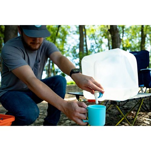  UST 5 Gal Water Carrier Cube with Collapsible, Transparent, Compact Design and BPA Free Construction for Drinking, Bathing, Camping, Hiking and Outdoor Survival