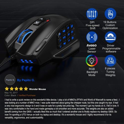  [아마존베스트]UtechSmart Venus Gaming Mouse RGB Wired, 16400 DPI High Precision Laser Programmable MMO Computer Gaming Mice [IGNs Recommendation]