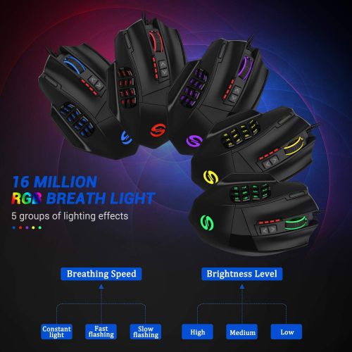  [아마존베스트]UtechSmart Venus Gaming Mouse RGB Wired, 16400 DPI High Precision Laser Programmable MMO Computer Gaming Mice [IGNs Recommendation]