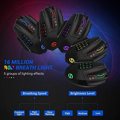  UtechSmart Venus Gaming Mouse RGB Wired, 16400 DPI High Precision Laser Programmable MMO Computer Gaming Mice [IGNs Recommendation]