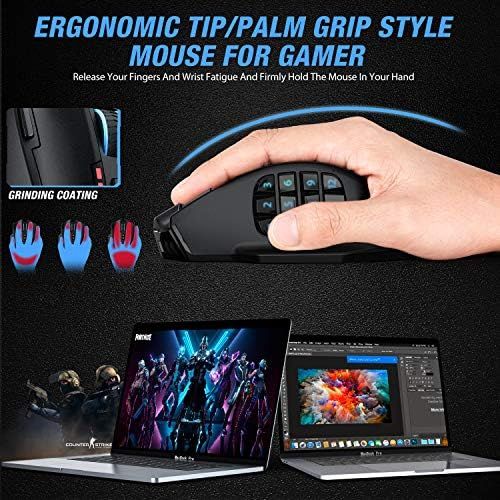  [아마존베스트]UtechSmart Venus Pro RGB Wireless MMO Gaming Mouse, 16,000 DPI Optical Sensor, 2.4 GHz Transmission Technology, Ergonomic Design, 16M Chroma RGB Lighting, 16 programmable Buttons,