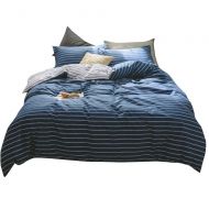 Utopia Modern Striped Duvet Cover Set Twin Navy Blue White Reversible Bedding Set Hotel Soft Cotton Duvet Quilt Cover Set for Men Boys Teens Adults 3 Piece Luxury Twin Bedding Collection