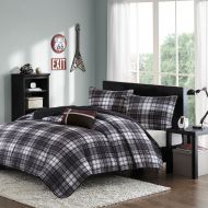 Utopia Mi-Zone Harley Full/Queen Size Teen Boys Quilt Bedding Set - Black, Plaid  4 Piece Boys Bedding Quilt Coverlets  Ultra Soft Microfiber Bed Quilts Quilted Coverlet