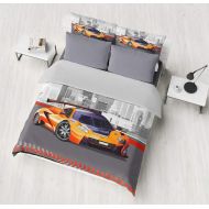 Utopia SHOMPE Queen Size Kids Race Sports Car Bedding Set,3 Piece Duvet Cover Set with Pillow Shams for Teens Boys Girls,NO Comforter