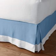 Utopia Classic Box Pleated Bed Skirt Dust Ruffle Tailored Styling (Light Blue/White,Short Queen - 18 Drop)