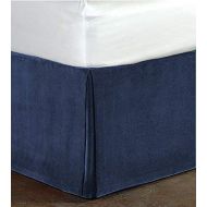 Utopia PS LINEN Classy Royal 100% Cotton Velvet Bedskirt/Valance 18 Drop (Queen, Navy Blue)