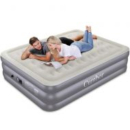 Utopia Cumbor Queen Air Mattress with Built-in Pump, Luxury Queen Size Inflatable Airbed with Air Coil Technology - Elevated Raised Double High Air Mattress, 80 x 60 x 18 inches, Grey