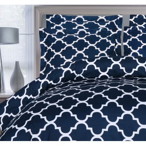  [아마존 핫딜] [아마존핫딜]Utopia Bedding 3pc Duvet Cover with 2 Pillow Shams (Queen, Printed Navy)