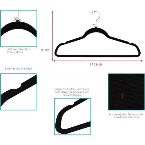  [아마존 핫딜] [아마존핫딜]Utopia Home Premium Non Slip Velvet Hangers - Coat Suit Hangers - (Black, Pack of 30)