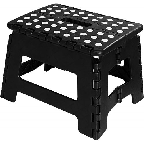  [아마존베스트]Utopia Home Foldable Step Stool for Kids - 11 Inches Wide and 8 Inches Tall - Holds Up to 300 lbs - Lightweight Plastic Design (Black, Pack of 1)