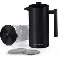 Utopia Kitchen Stainless Steel French Press Coffee Maker 12 Oz, French Press Tea Maker, Camping French Press Coffee Maker, Cold Brew Portable Travel Coffee Presses, Tea Press Gifts Black