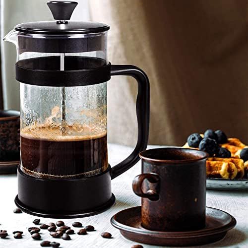  Utopia Kitchen [1 Liter/ 1000 ml] Kaffeebereiter mit Edelstahl Filter - French Press Kaffeemaschine - Franzoesische Kaffeepresse - Franzoesisches Pressensystem - Schwarz