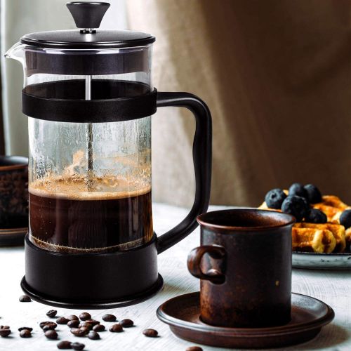  Utopia Kitchen [1 Liter/ 1000 ml] Kaffeebereiter mit Edelstahl Filter - French Press Kaffeemaschine - Franzoesische Kaffeepresse - Franzoesisches Pressensystem - Schwarz