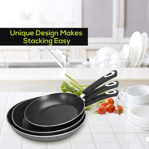  Utopia Kitchen Nonstick Frying Pan Set - 3 Piece Induction Bottom - 8 Inches, 9.5 Inches and 11 Inches