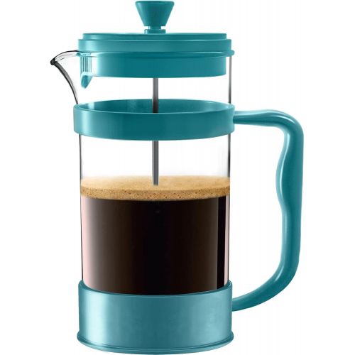  Utopia Kitchen French Press Espresso and Tea Maker with Triple Filters, Stainless Steel Plunger and Heat Resistant Borosilicate Glass (34-oz, Aqua)